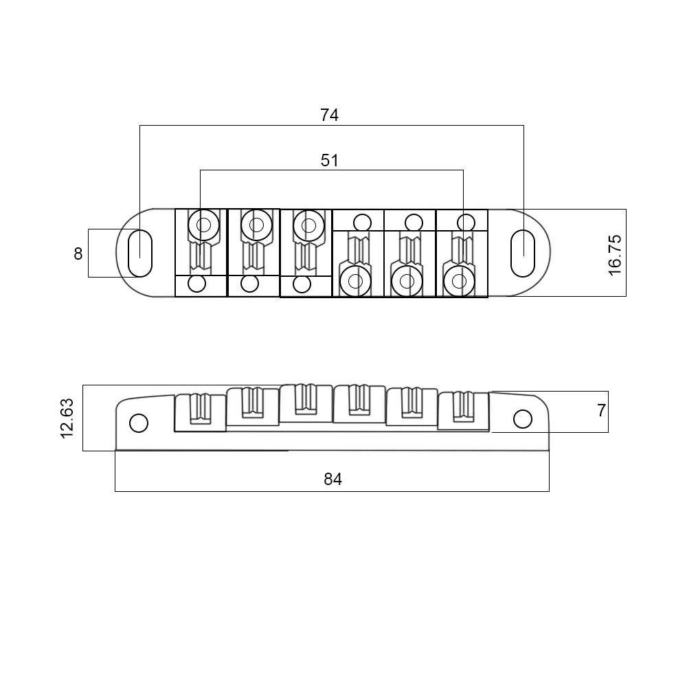 Gibson Les Paul / SG type Tune O Matic Roller Guitar Bridge