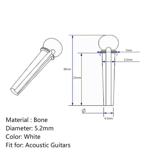 Technical drawing of an Acoustic Guitar Bridge Pin with dimensions
