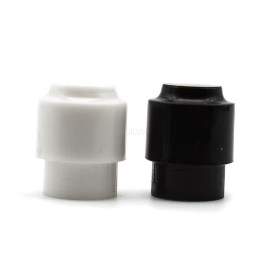 A Black and a White electric guitar Toggle Switch Tip on a white background.