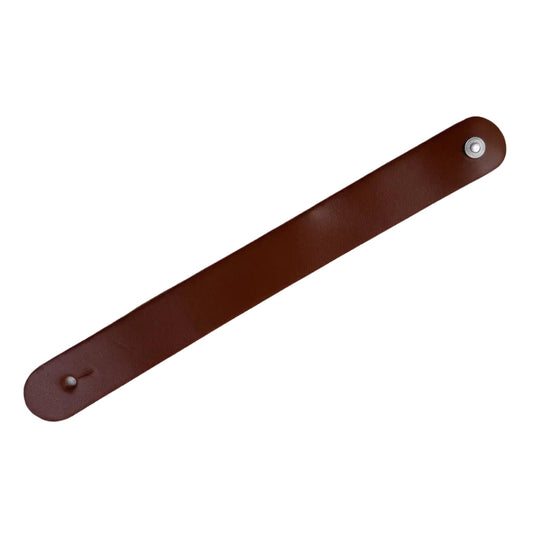 Brown Guitar Headstock Strap photographed on a light grey background