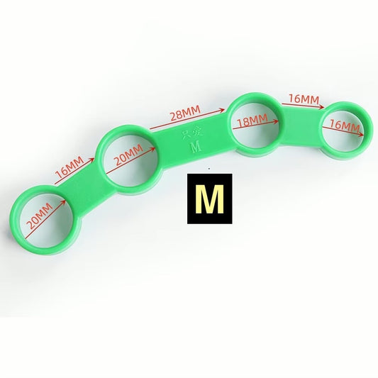 A Medium Guitar Finger Stretcher with dimensions.