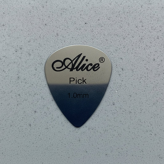 One Alice Steel Guitar Pick Plectrum on a light grey background.