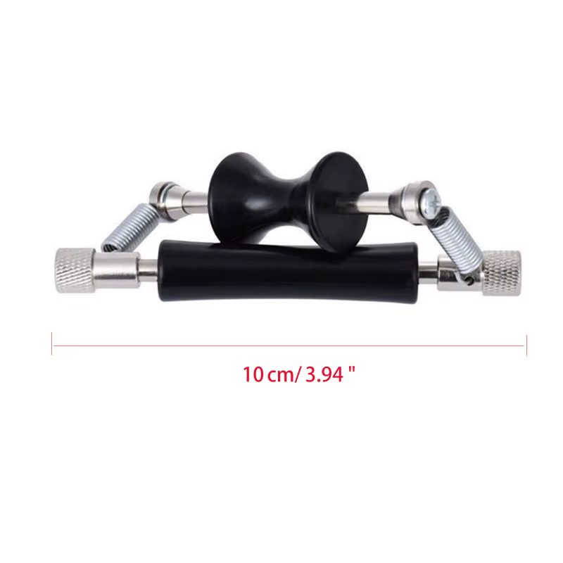 Rolling Guitar Capo with dimensions against a white background.