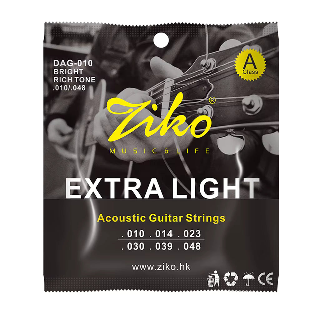 Ziko acoustic guitar strings packaging against a white background.
