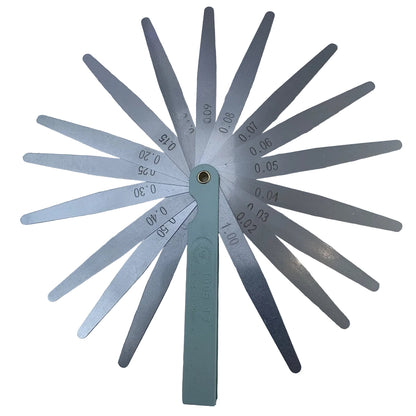 17-leaf Guitar Feeler Gauges on a light grey background.