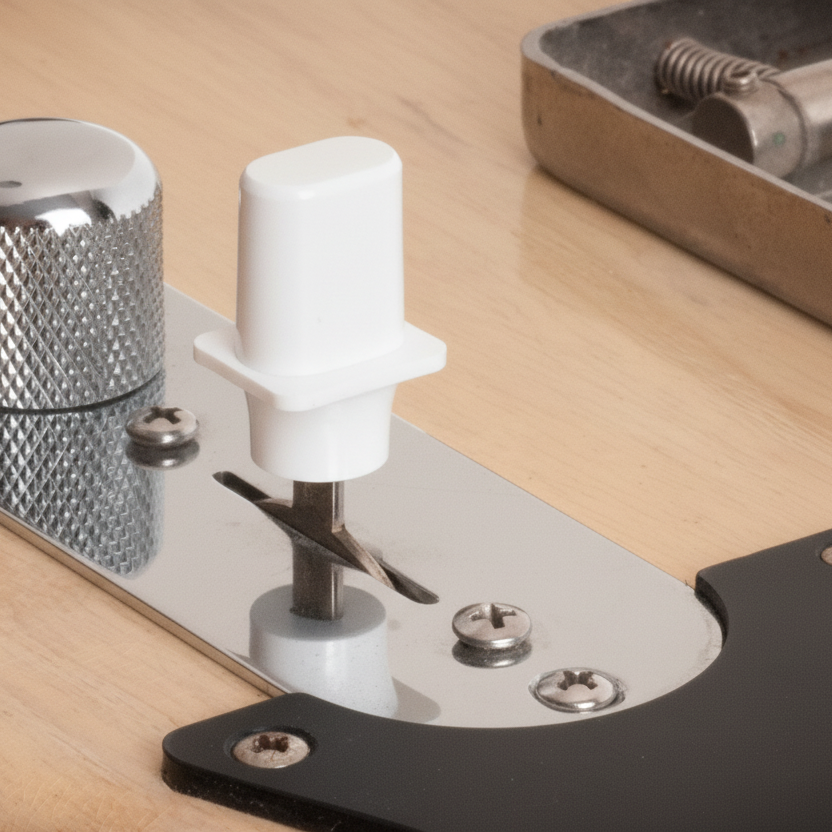 3-Way electric guitar pickup selector toggle switch with white Top Hat tip.