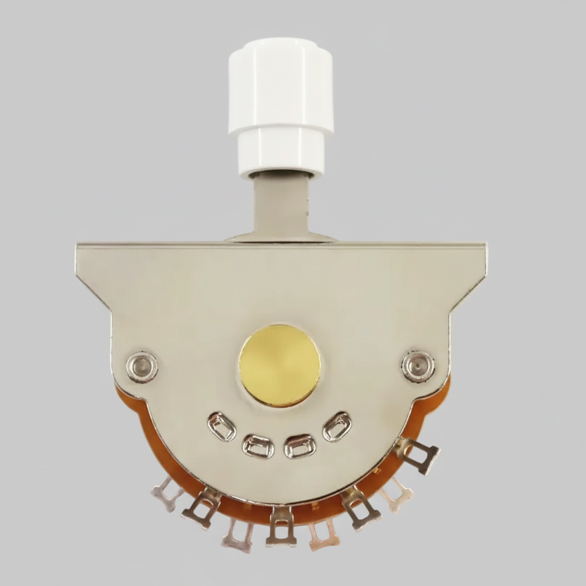 3-Way electric guitar pickup selector toggle switch with white barrel tip.