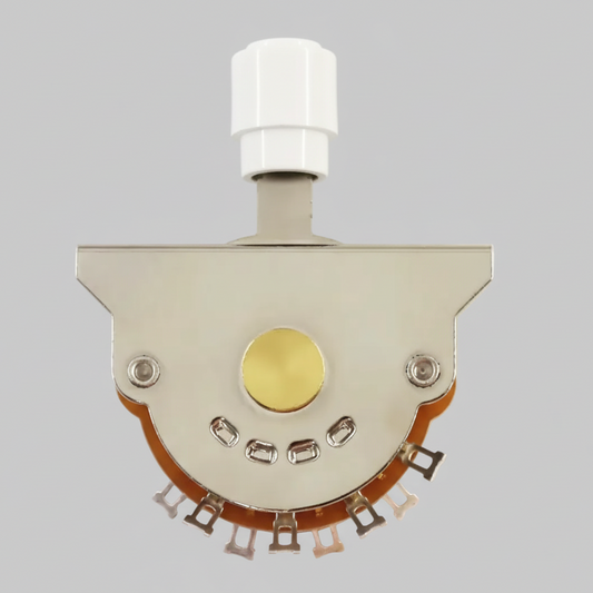 3-Way electric guitar pickup selector toggle switch with white barrel tip.