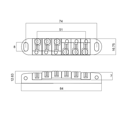 Gibson Les Paul / SG type Tune O Matic Roller Guitar Bridge