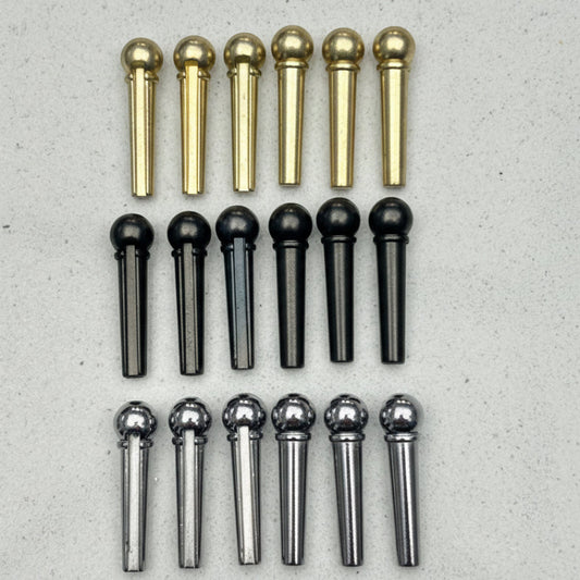 Metal Acoustic Guitar Bridge Pins (Gold & Silver / Chrome options) | Guitars Limited
