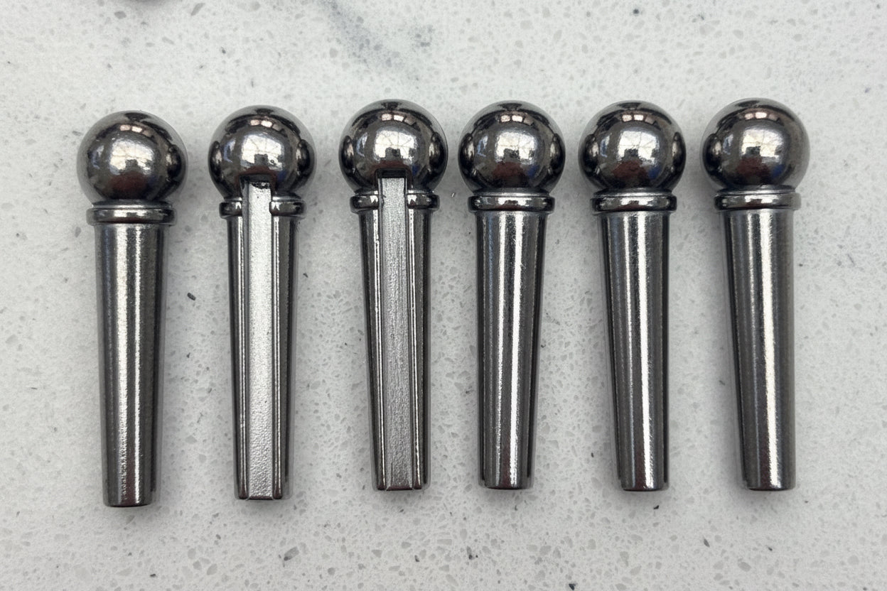 Metal Acoustic Guitar Bridge Pins (Gold & Silver / Chrome options) | Guitars Limited