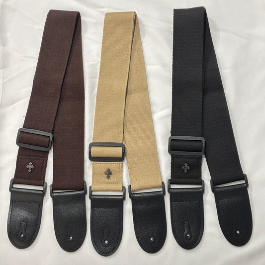 Guitar Strap with Cross Pattée Badge - (available in Black, Khaki & Coffee | Guitars Limited