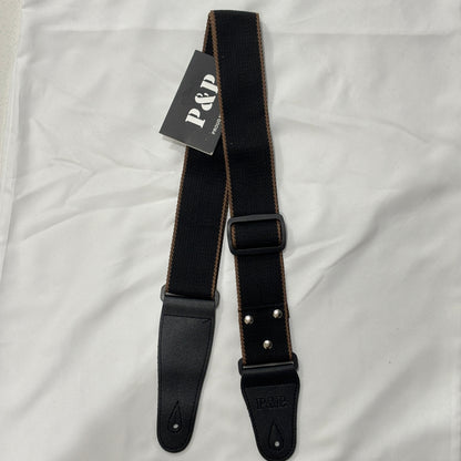 P&P Guitar Strap - Black with Chrome Rivets, Adjustable | Guitars Limited