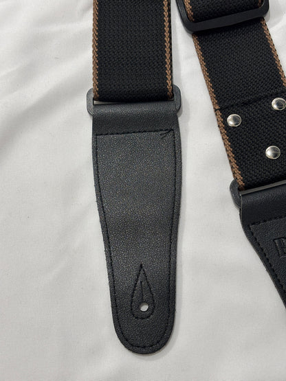 P&P Guitar Strap - Black with Chrome Rivets, Adjustable | Guitars Limited