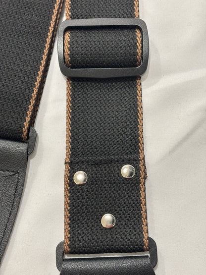 P&P Guitar Strap - Black with Chrome Rivets, Adjustable | Guitars Limited