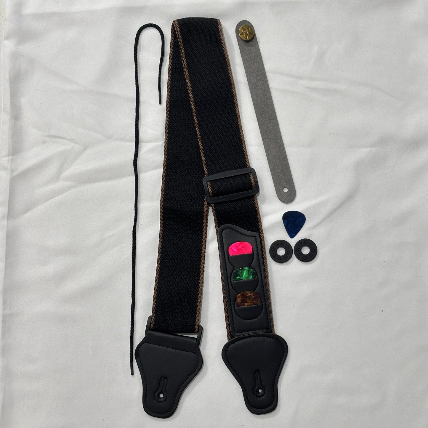 Beginner's Guitar Strap Set - 100% Cotton, Adjustable, with Picks & Accessories | Guitars Limited