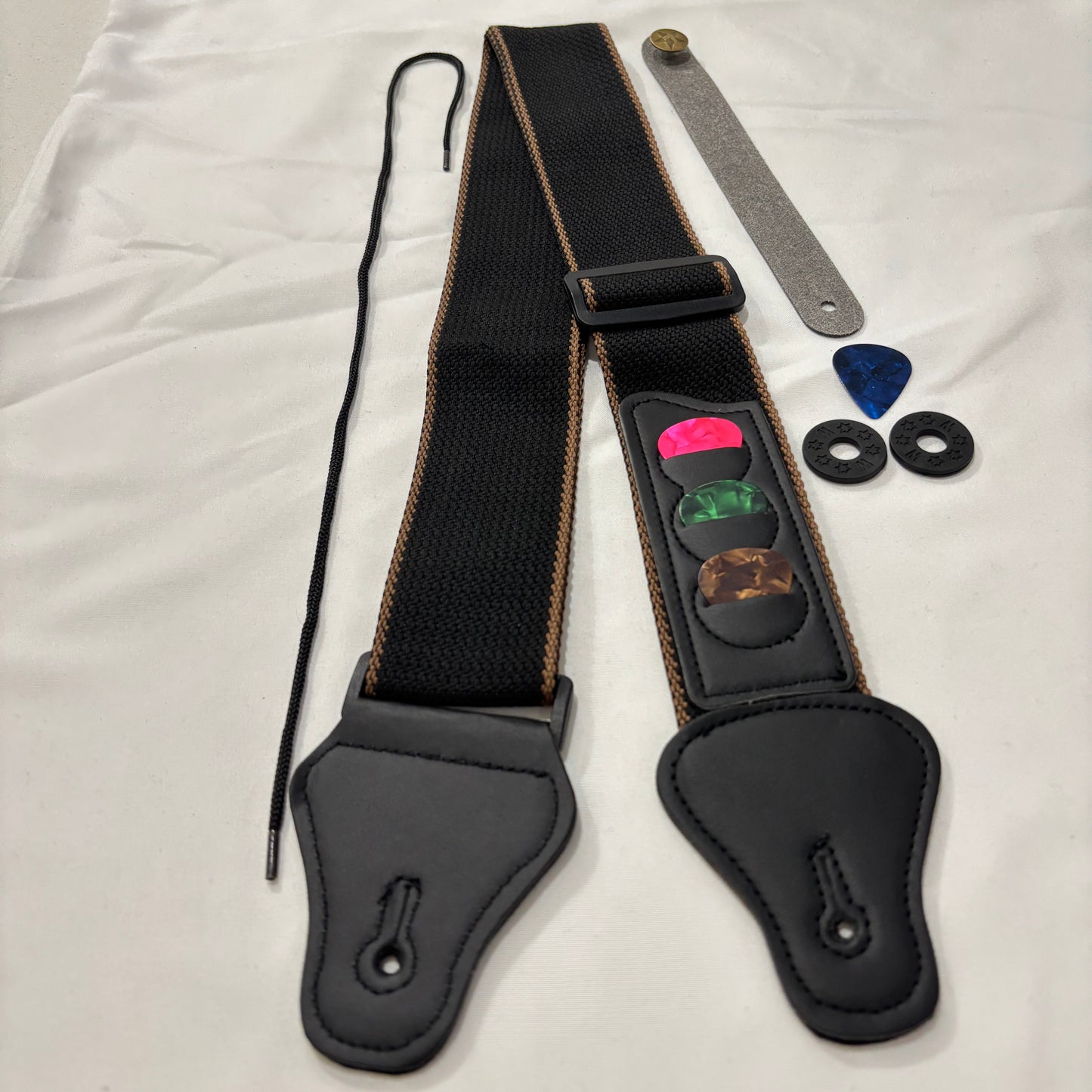 Beginner's Guitar Strap Set - 100% Cotton, Adjustable, with Picks & Accessories | Guitars Limited