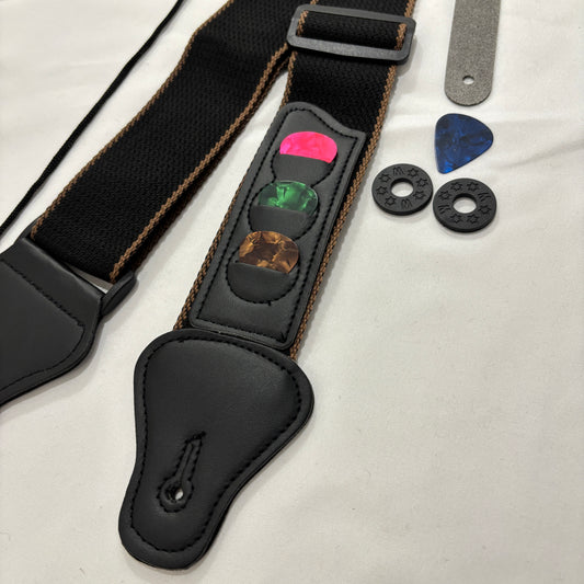 Beginner's Guitar Strap Set - 100% Cotton, Adjustable, with Picks & Accessories | Guitars Limited