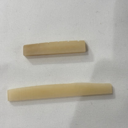 Unbleached Bone Acoustic Guitar Saddle and Nut Set - Compensated, 6.7mm String Spacing | Guitars Limited