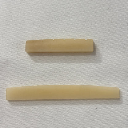 Unbleached Bone Acoustic Guitar Saddle and Nut Set - Compensated, 6.7mm String Spacing | Guitars Limited