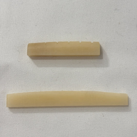 Unbleached Bone Acoustic Guitar Saddle and Nut Set - Compensated, 6.7mm String Spacing | Guitars Limited