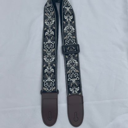 Embroidered Guitar Strap - Adjustable, Various Patterns/Colours, PU Leather Ends | Guitars Limited
