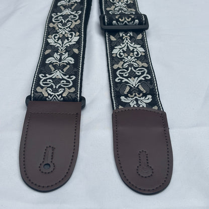 Embroidered Guitar Strap - Adjustable, Various Patterns/Colours, PU Leather Ends | Guitars Limited