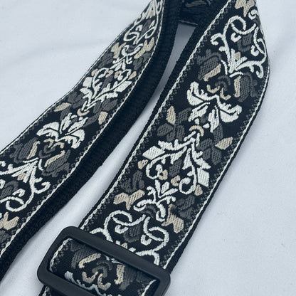 Embroidered Guitar Strap - Adjustable, Various Patterns/Colours, PU Leather Ends | Guitars Limited