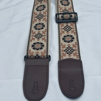 Embroidered Guitar Strap - Adjustable, Various Patterns/Colours, PU Leather Ends | Guitars Limited