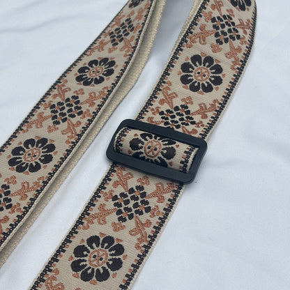 Embroidered Guitar Strap - Adjustable, Various Patterns/Colours, PU Leather Ends | Guitars Limited