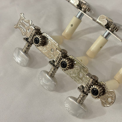 Classical Guitar Machine Heads - Gold & Chrome, Mother of Pearl Oval Buttons | Guitars Limited