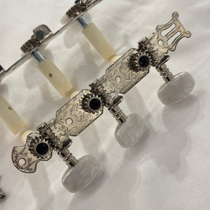 Classical Guitar Machine Heads - Gold & Chrome, Mother of Pearl Oval Buttons | Guitars Limited