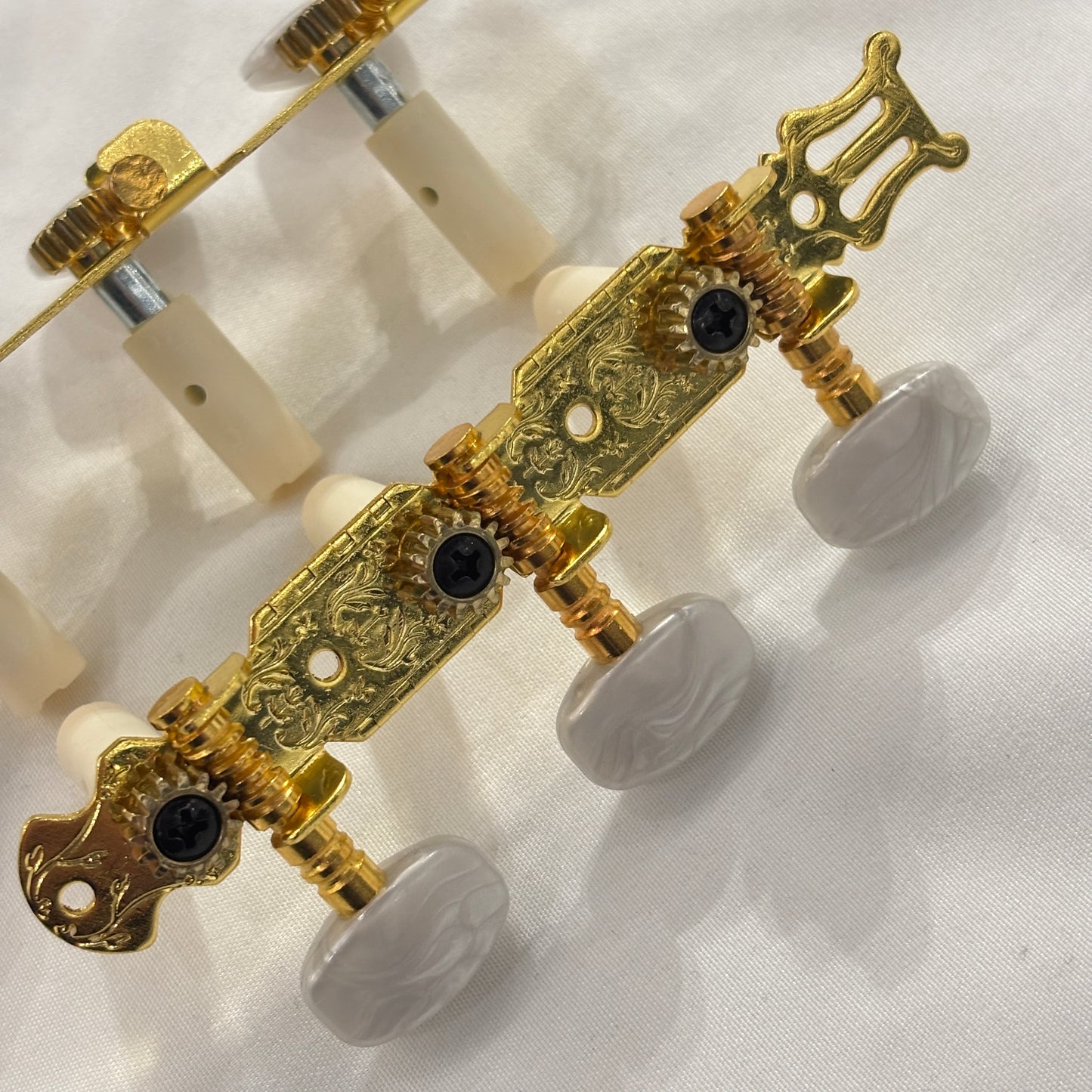 Classical Guitar Machine Heads - Gold & Chrome, Mother of Pearl Oval Buttons | Guitars Limited