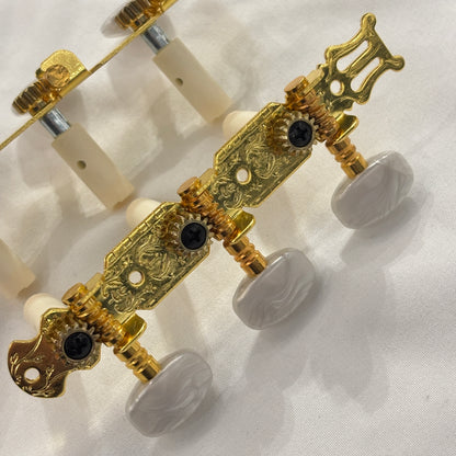 Classical Guitar Machine Heads - Gold & Chrome, Mother of Pearl Oval Buttons | Guitars Limited