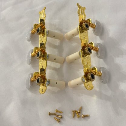 Classical Guitar Machine Heads - Gold & Chrome, Mother of Pearl Oval Buttons | Guitars Limited