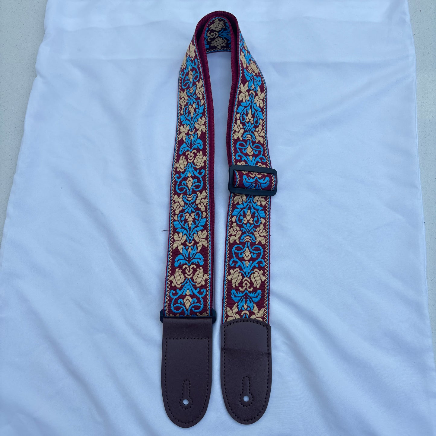 Embroidered Guitar Strap - Adjustable, Various Patterns/Colours, PU Leather Ends | Guitars Limited