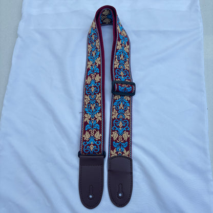 Embroidered Guitar Strap - Adjustable, Various Patterns/Colours, PU Leather Ends | Guitars Limited