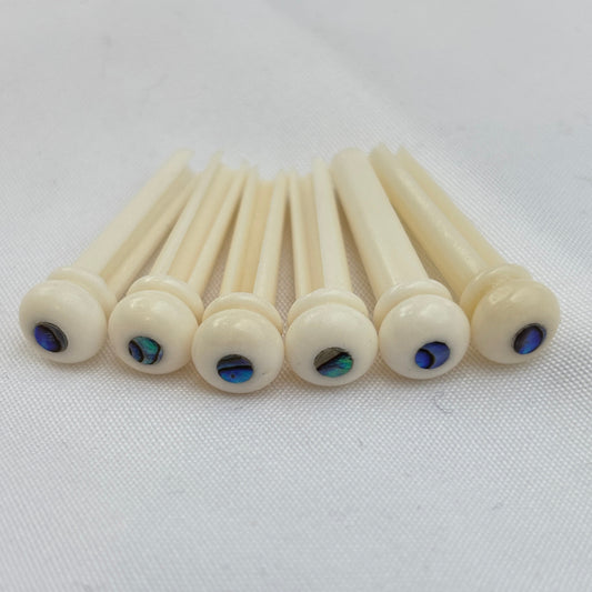 Bleached Bone Acoustic Guitar Bridge Pins with Abalone Inlays | Guitars Limited