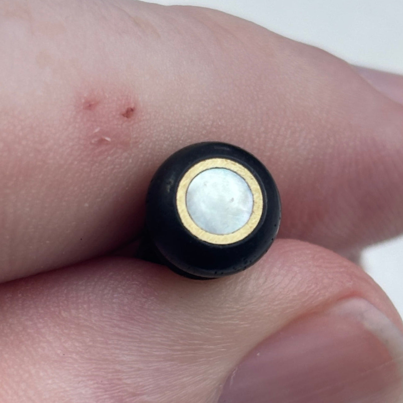 6 Ebony Acoustic Guitar Bridge Pins - Brass Ring & Mother of Pearl Dot Inlays | Guitars Limited