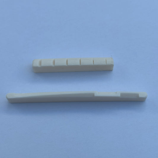 Bleached Bone Acoustic Guitar Saddle and Nut Set - Compensated, 7mm String Spacing | Guitars Limited