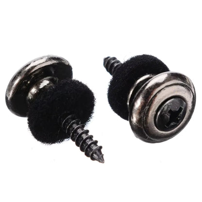 A pair of Nickel Mushroom Guitar Strap Buttons on a White background.