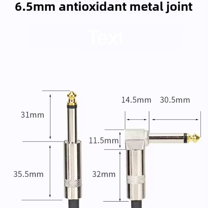 Guitar Cable - 6.35mm TRS Jack Lead, Straight to Right Angle, 1.5m/3m, Gold Plated | Guitars Limited