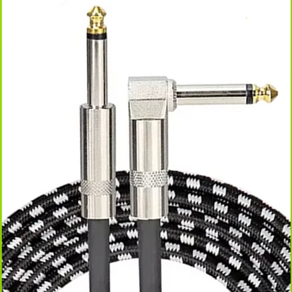 Guitar Cable - 6.35mm TRS Jack Lead, Straight to Right Angle, 1.5m/3m, Gold Plated | Guitars Limited
