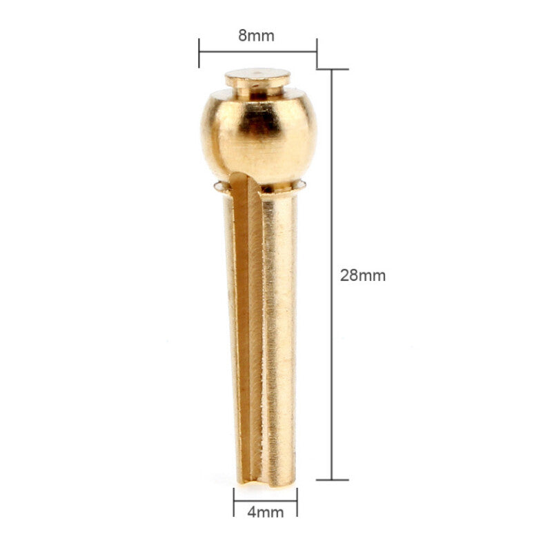Acoustic Guitar Brass Bridge Pin with dimensions on a white background.