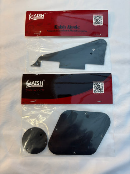 Black pickguard set, LP-compatible, on a white surface.