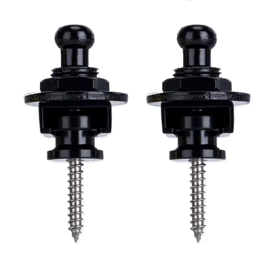 A pair of Black Shaller-type Guitar Strap Locks.