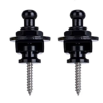 A pair of Black Shaller-type Guitar Strap Locks.