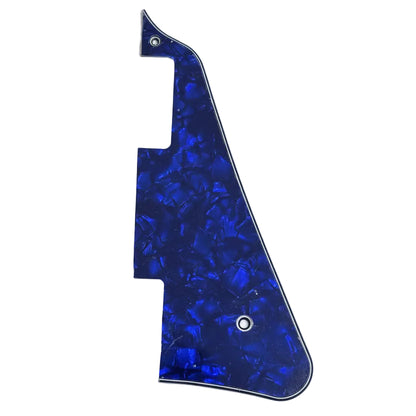 Blue pearl electric guitar pickguard, LP-style, on a white background