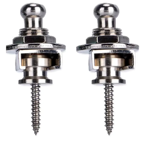 Locking Strap Buttons - Secure Strap Locks (Gold, Silver & Black, Pack of 2) | Guitars Limited