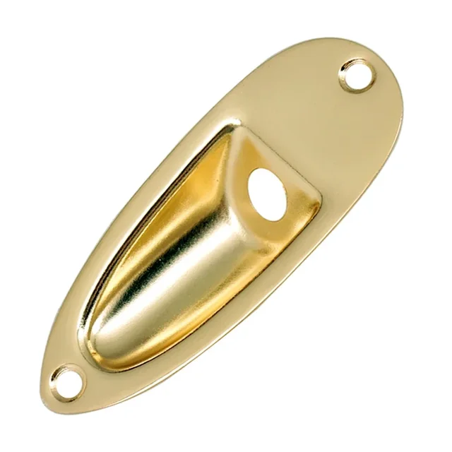 Gold electric guitar Boat-style Jack Plate on a white background.